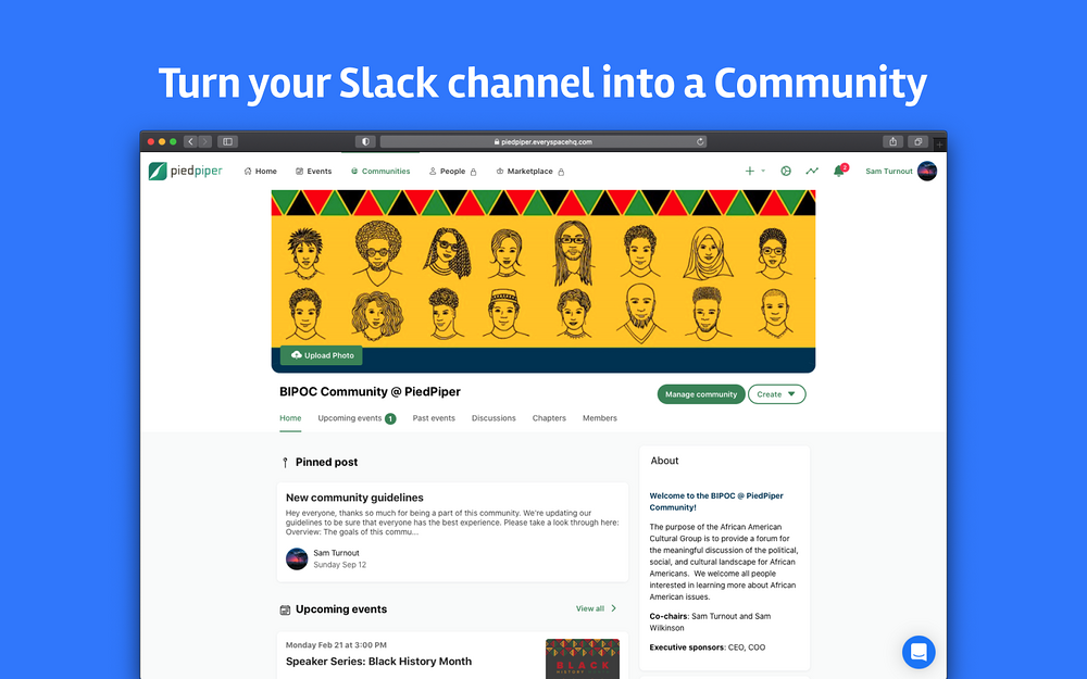 Everyspace primary marketing image — HR & Team Culture app on the Slack Marketplace