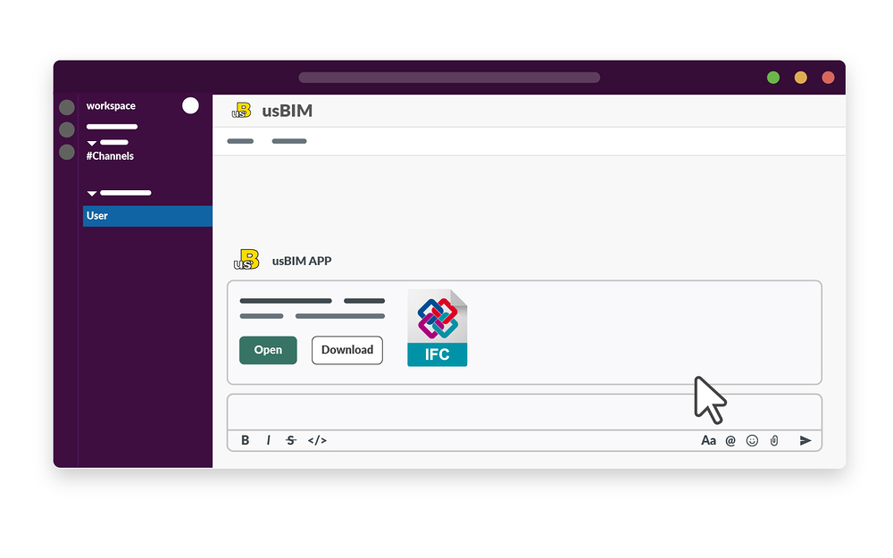 usBIM settings interface — File Management app on the Slack Marketplace