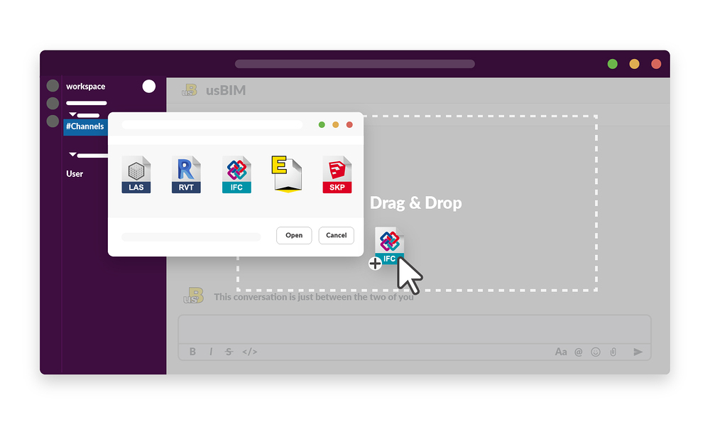 usBIM feature detail — File Management app on the Slack Marketplace