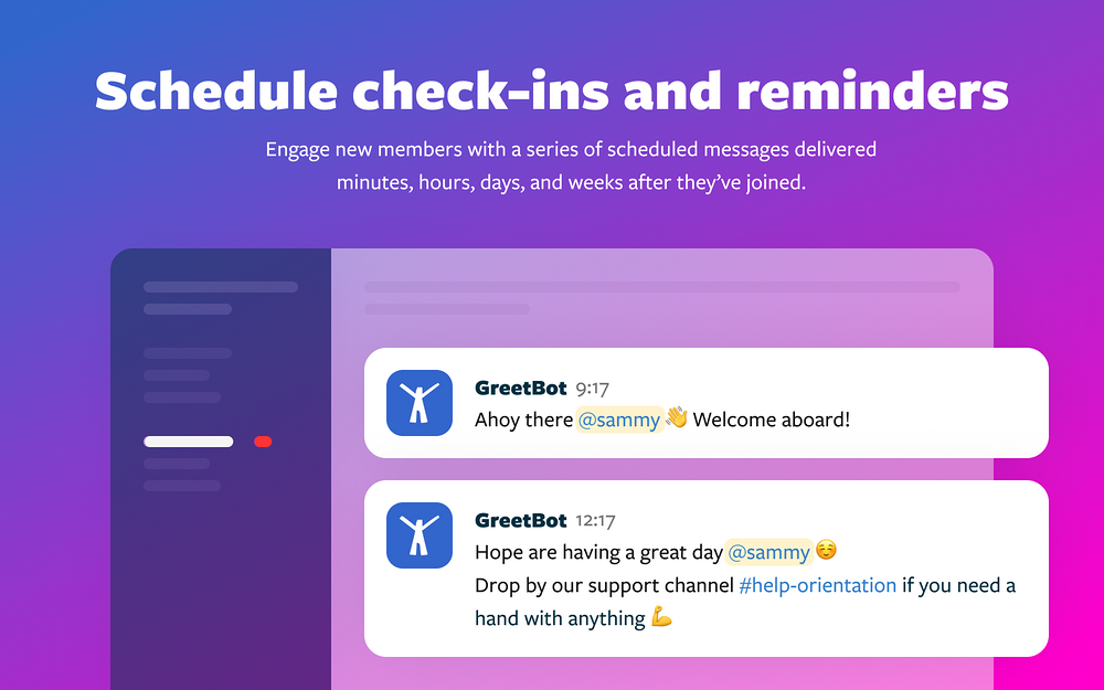 GreetBot settings interface — Social & Fun app on the Slack Marketplace