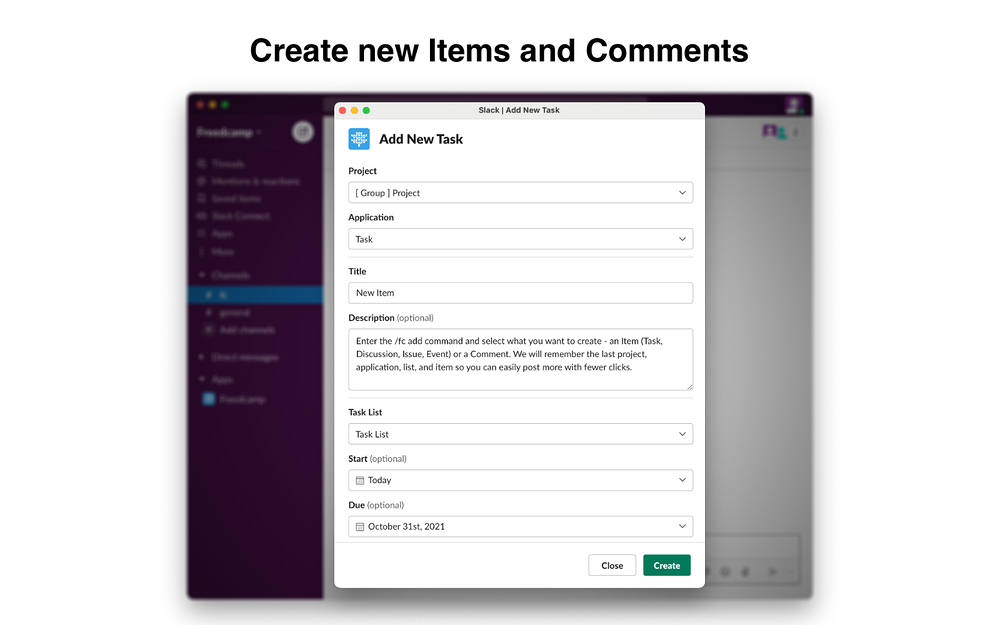 Freedcamp primary marketing image — Project Management app on the Slack Marketplace