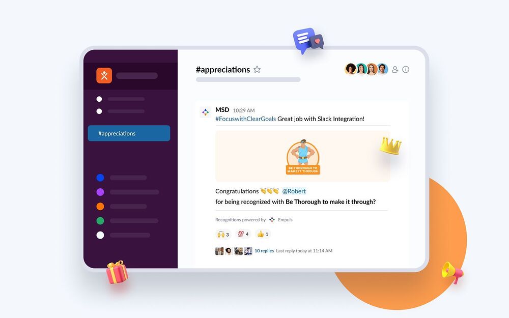Empuls: Employee Recognition dashboard view — HR & Team Culture app on the Slack Marketplace