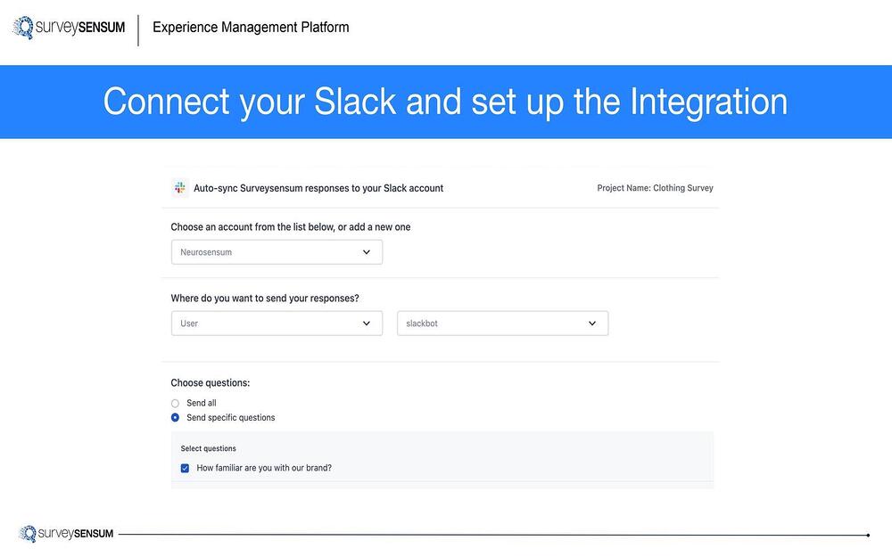 SurveySensum dashboard view — Marketing app on the Slack Marketplace