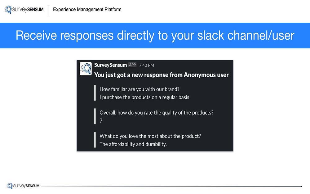 SurveySensum feature detail — Marketing app on the Slack Marketplace