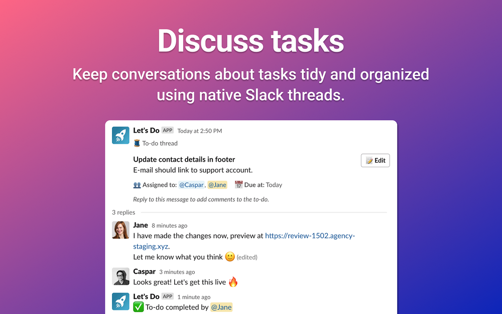 Let’s Do settings interface — Project Management app on the Slack Marketplace