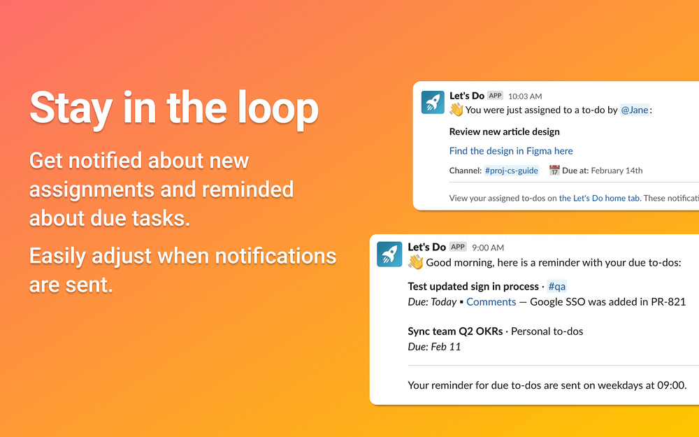 Let’s Do feature detail — Project Management app on the Slack Marketplace