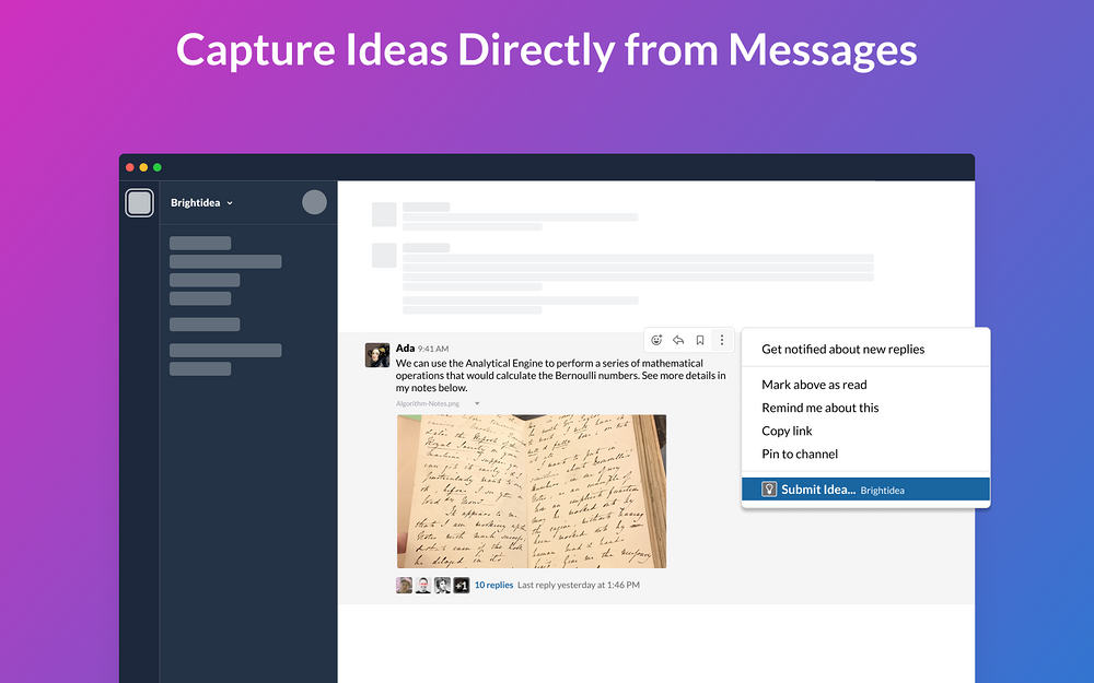 Brightidea primary marketing image — Project Management app on the Slack Marketplace