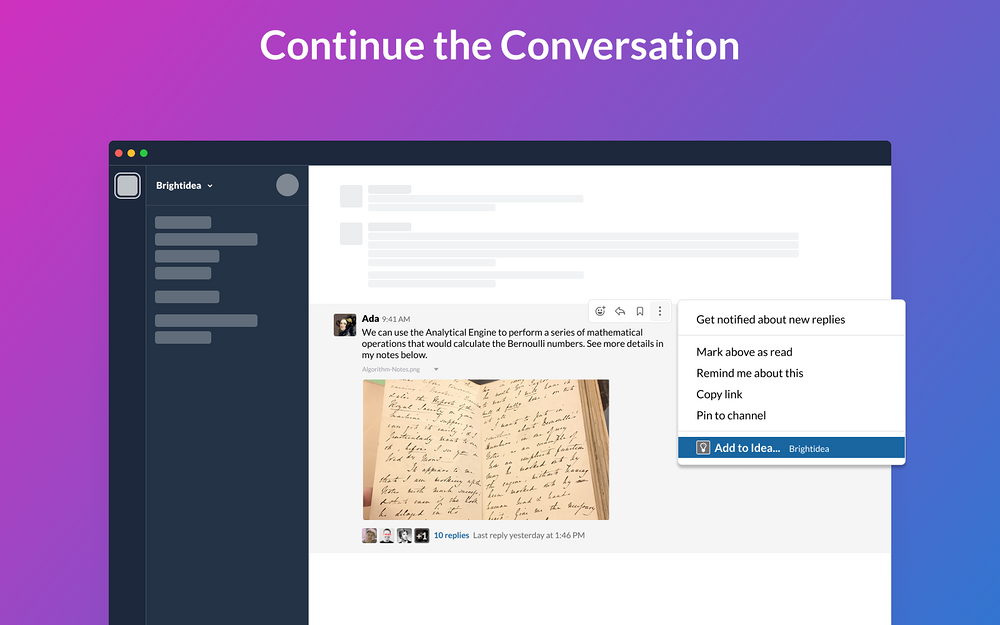 Brightidea mobile preview — Project Management app on the Slack Marketplace