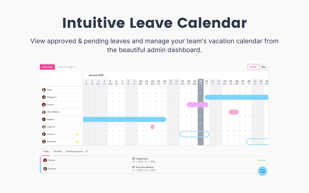 Vacation + Leave Tracker | Flamingo primary marketing image — Office Management app on the Slack Marketplace