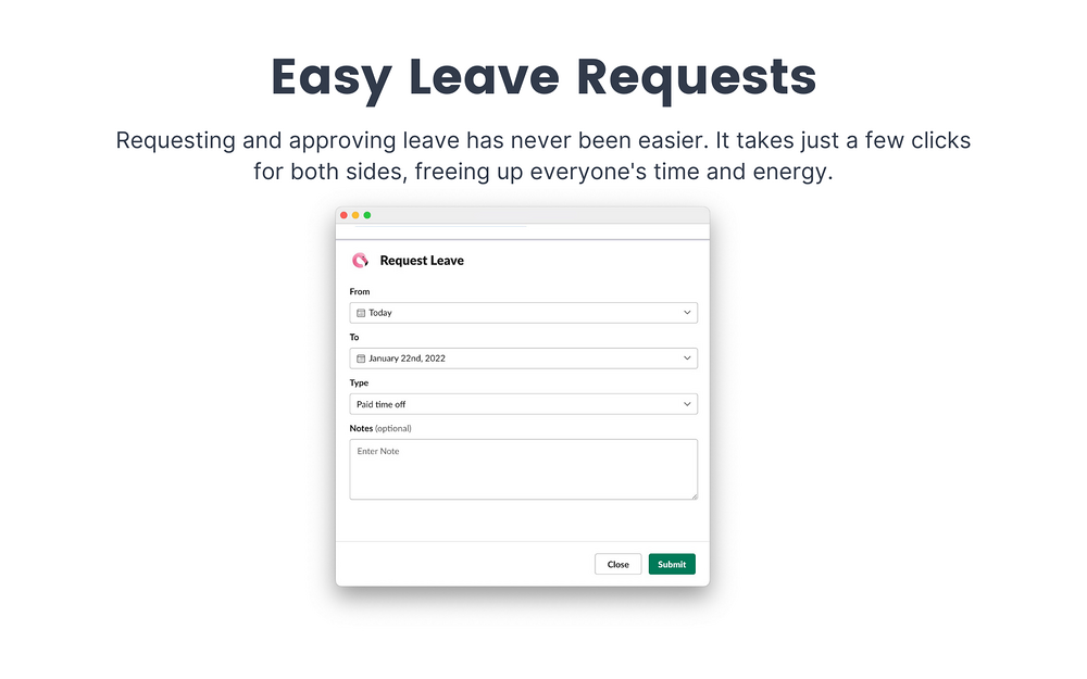 Vacation + Leave Tracker | Flamingo dashboard view — Office Management app on the Slack Marketplace