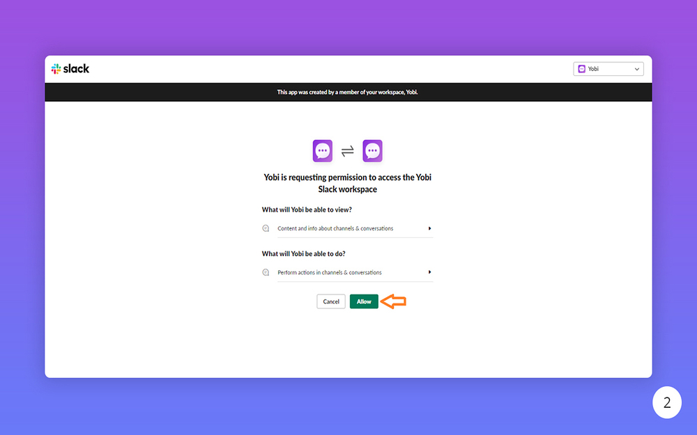 Yobi dashboard view — Sales app on the Slack Marketplace