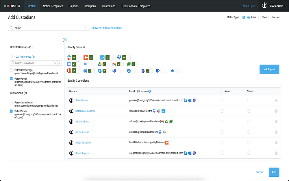 DISCO Hold dashboard view — Security & Compliance app on the Slack Marketplace