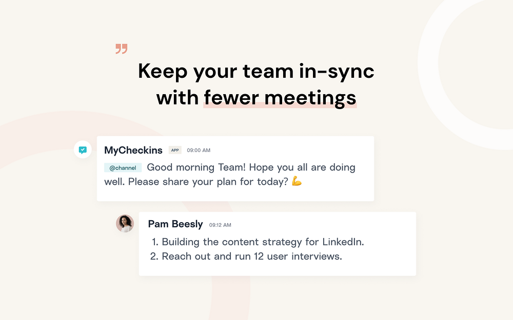 MyCheckins primary marketing image — Project Management app on the Slack Marketplace