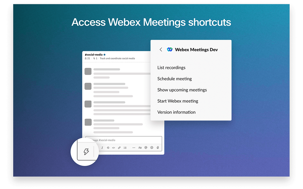 Webex Meetings settings interface — Daily Tools app on the Slack Marketplace