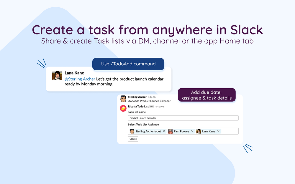 Ricotta Todo List integration setup — Project Management app on the Slack Marketplace