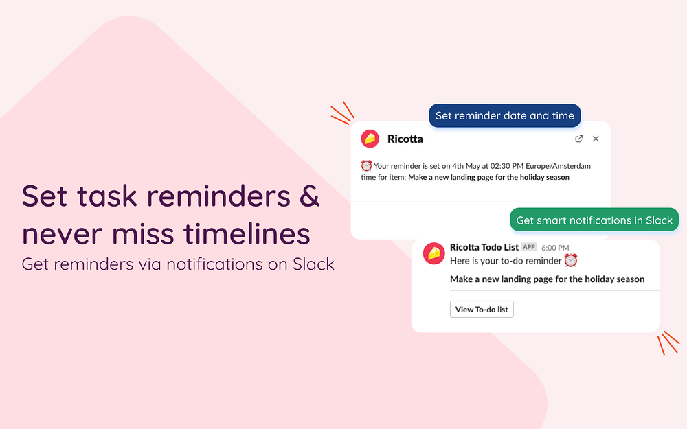 Ricotta Todo List mobile preview — Project Management app on the Slack Marketplace