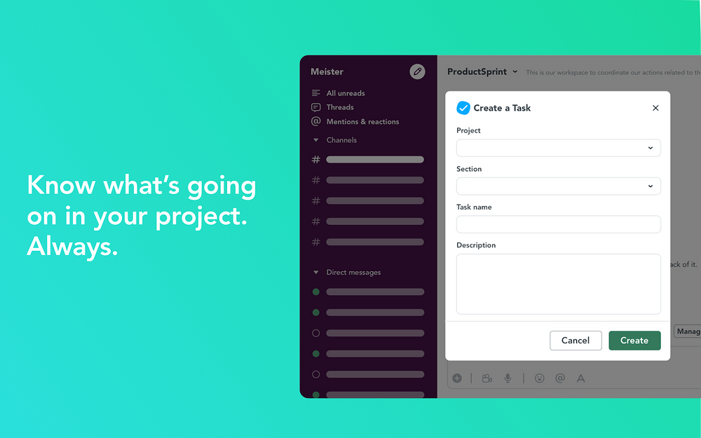 MeisterTask settings interface — Project Management app on the Slack Marketplace