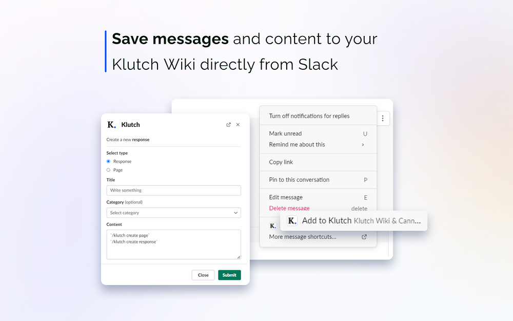 Klutch Wiki & Canned Responses integration setup — Customer Support app on the Slack Marketplace