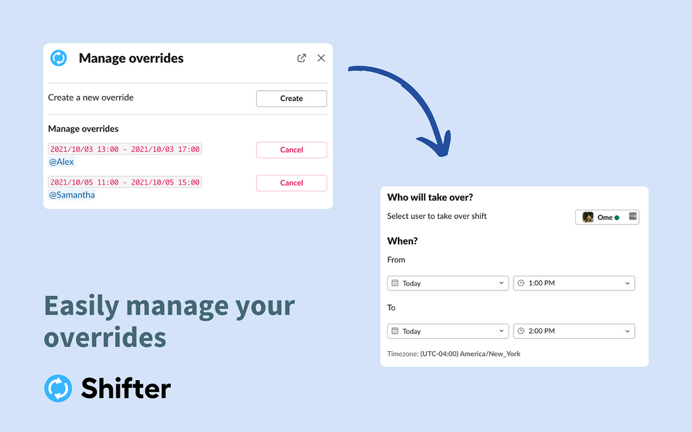 Shifter | On-Call Shift Manager feature detail — Brilliant Bots app on the Slack Marketplace