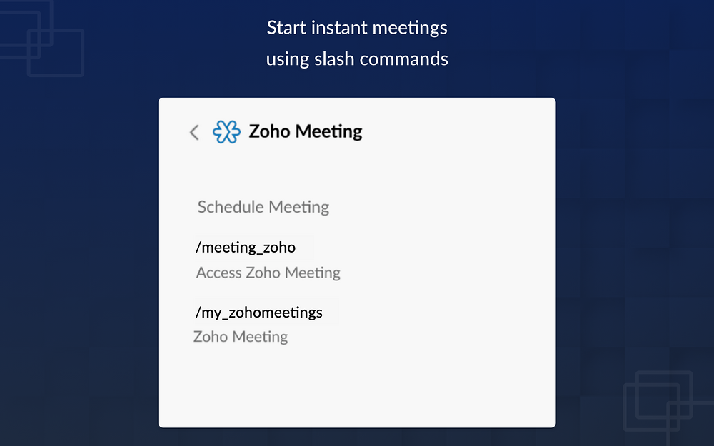Zoho Meeting integration setup — Marketing app on the Slack Marketplace