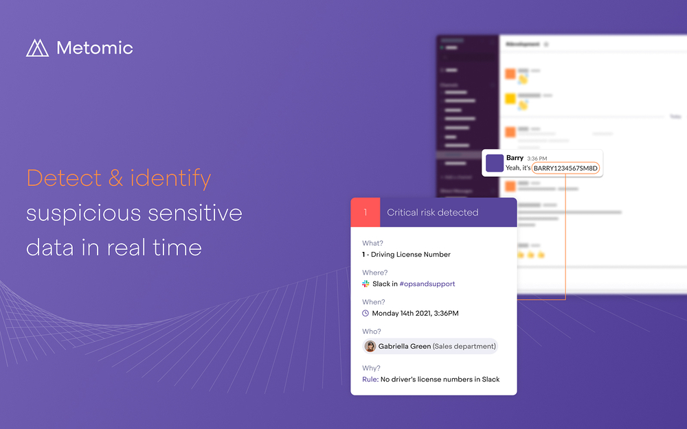Metomic DLP for Slack Enterprise primary marketing image — File Management app on the Slack Marketplace
