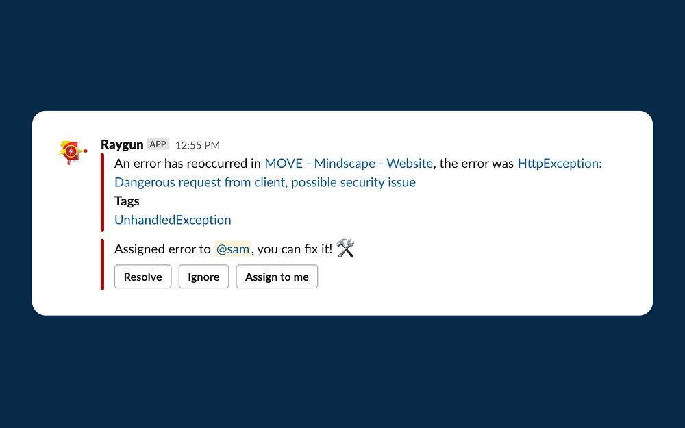 Raygun feature detail — Analytics app on the Slack Marketplace