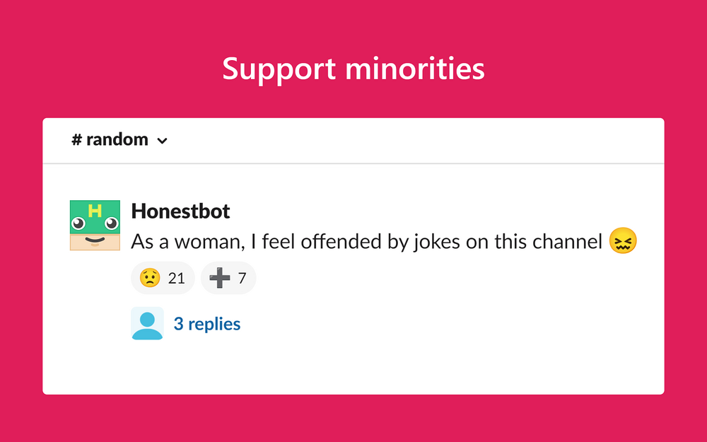 Anonymous Honestbot feature detail — Health & Wellness app on the Slack Marketplace