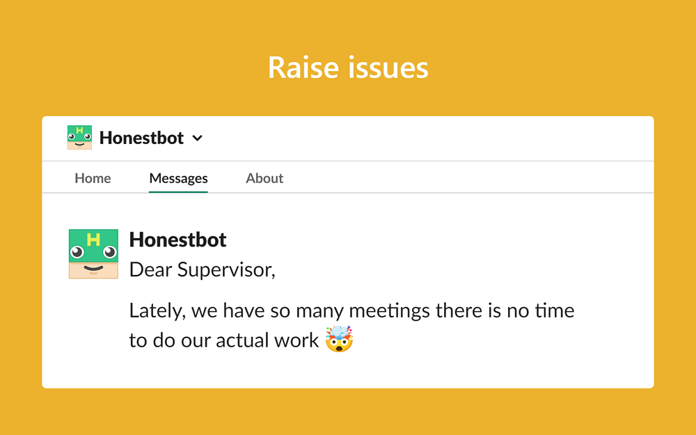Anonymous Honestbot settings interface — Health & Wellness app on the Slack Marketplace