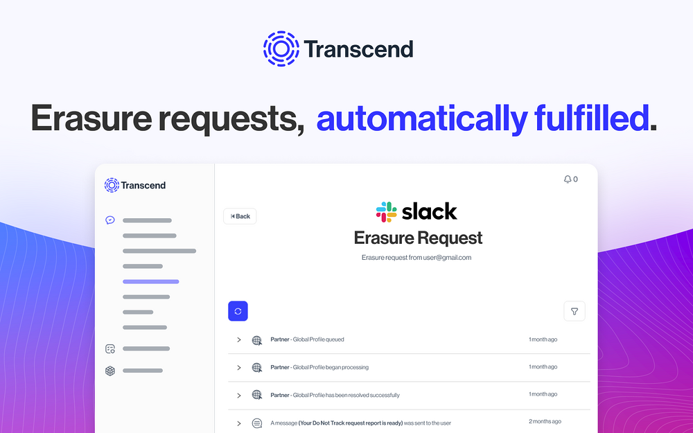 Transcend settings interface — Security & Compliance app on the Slack Marketplace