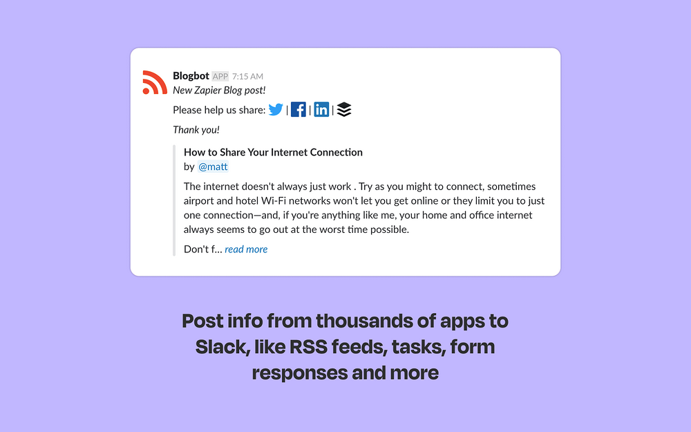 Zapier settings interface — Sales app on the Slack Marketplace