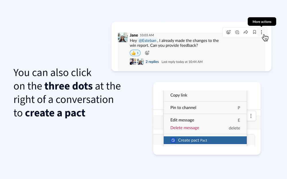 Pact feature detail — Project Management app on the Slack Marketplace