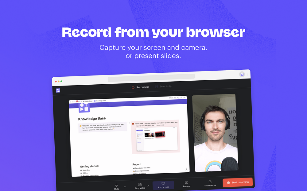 Tella feature detail — Voice & Video app on the Slack Marketplace