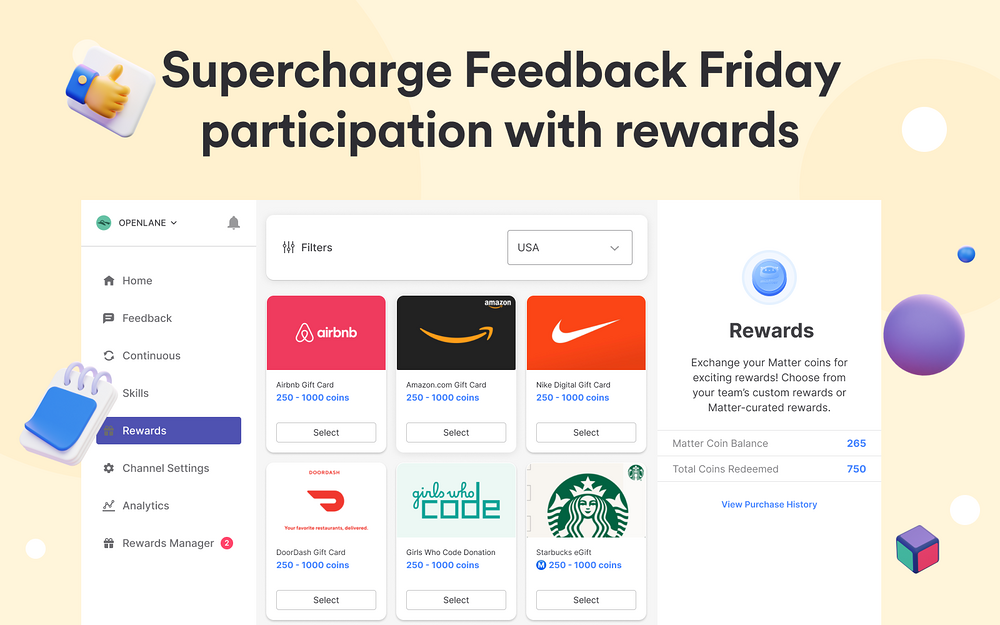 Matter: Recognition & Rewards settings interface — Working from home app on the Slack Marketplace
