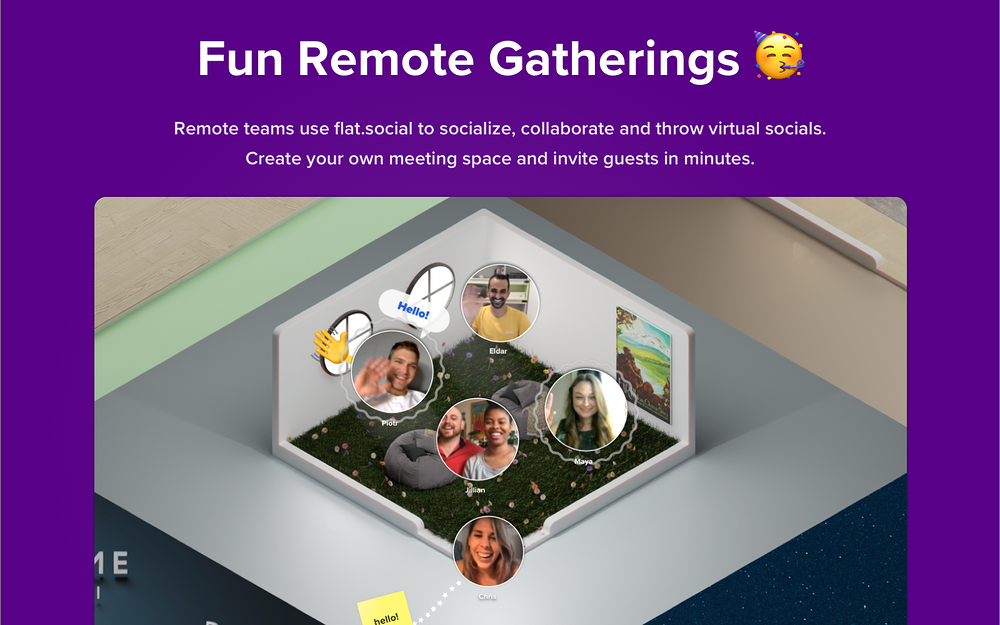 flat.social primary marketing image — Voice & Video app on the Slack Marketplace
