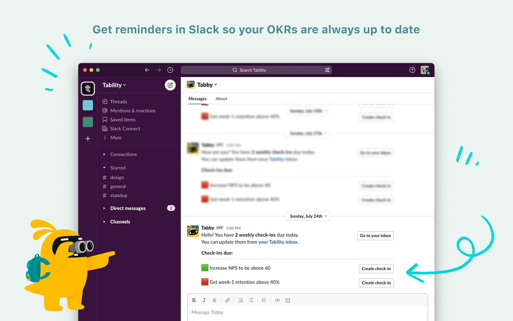 Tability OKRs primary marketing image — Project Management app on the Slack Marketplace