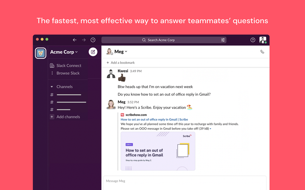 Scribe primary marketing image — Productivity app on the Slack Marketplace