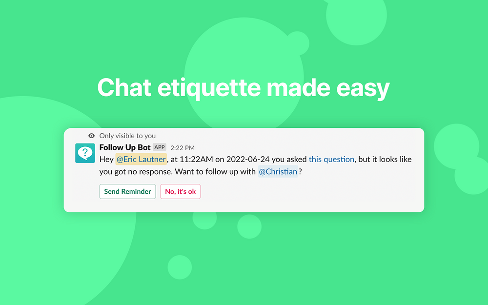 Follow Up Bot feature detail — Project Management app on the Slack Marketplace