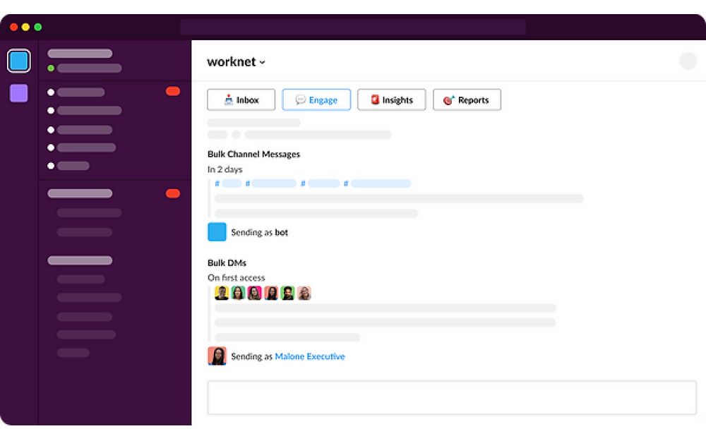Worknet dashboard view — Sales app on the Slack Marketplace