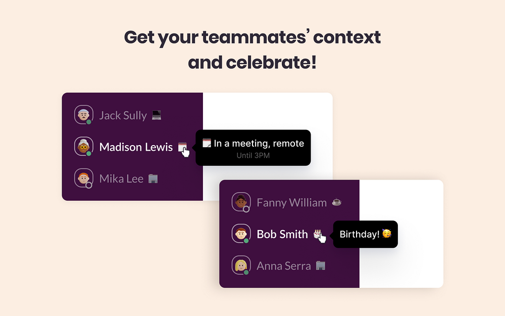 Café for Remote and Hybrid teams feature detail — Social & Fun app on the Slack Marketplace