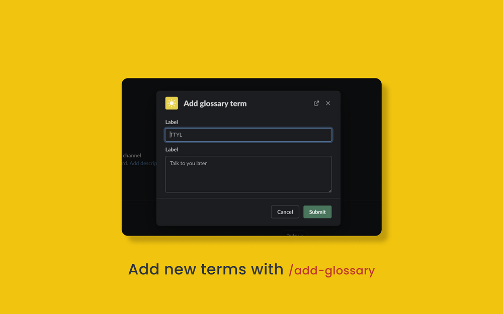 Glossary feature detail — Communication app on the Slack Marketplace