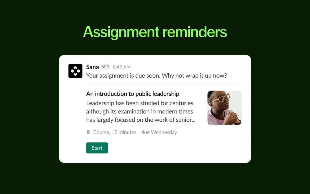 Sana feature detail — Communication app on the Slack Marketplace