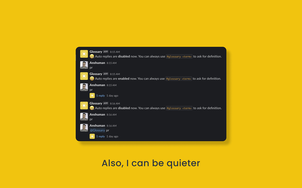 Glossary integration setup — Communication app on the Slack Marketplace