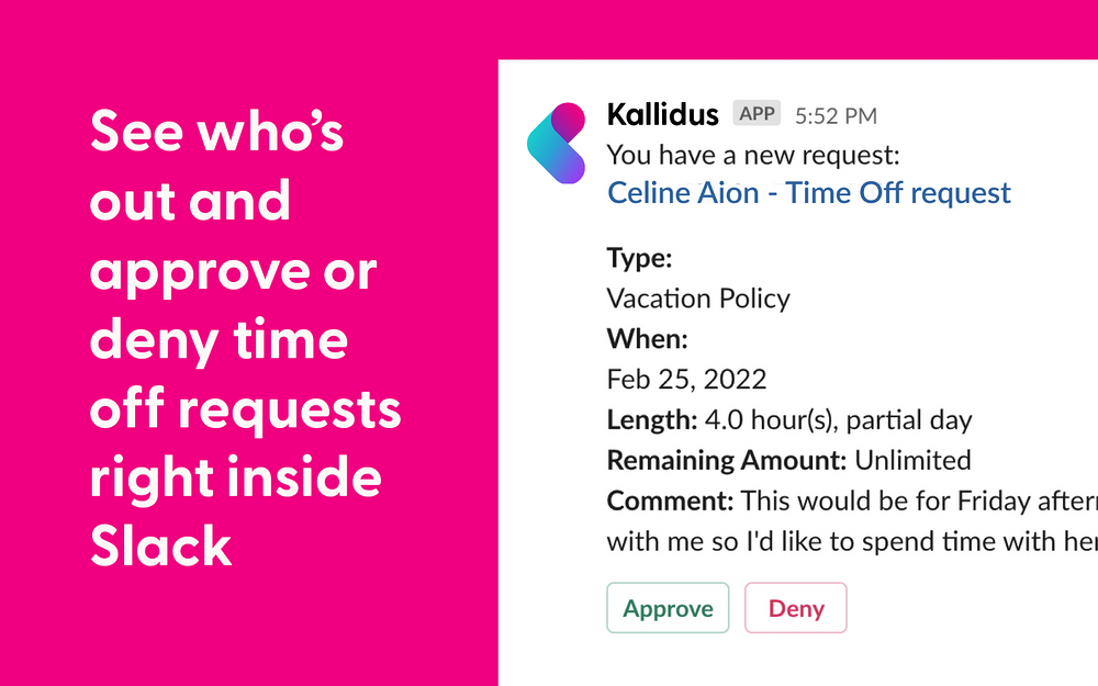 Sapling (kallidus-suite) dashboard view — HR & Team Culture app on the Slack Marketplace