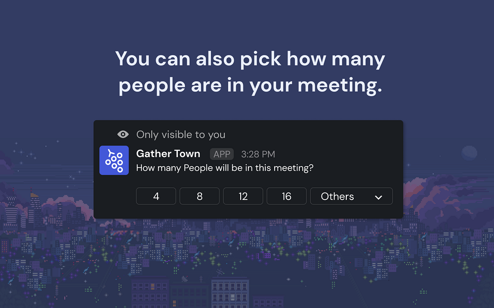 Gather Town dashboard view — Voice & Video app on the Slack Marketplace