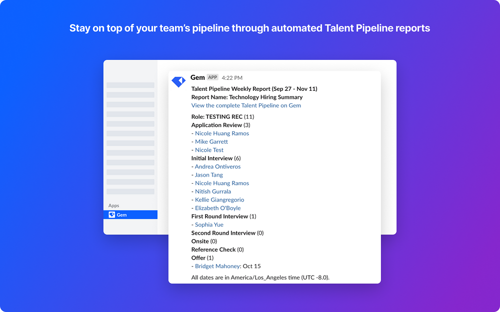 Gem feature detail — HR & Team Culture app on the Slack Marketplace