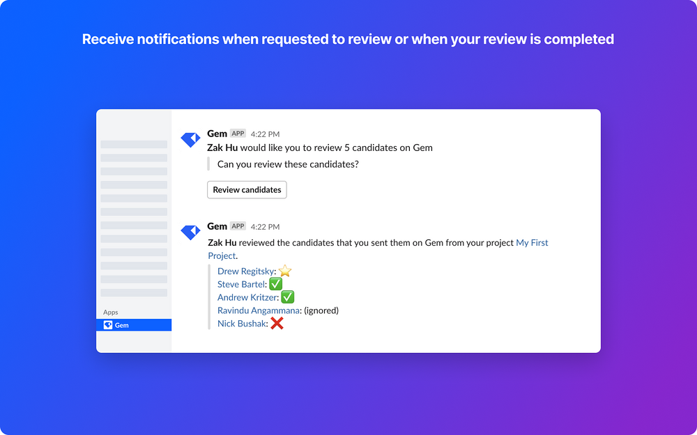 Gem settings interface — HR & Team Culture app on the Slack Marketplace