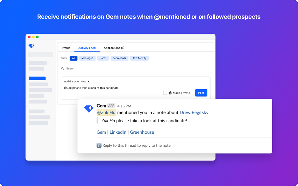 Gem primary marketing image — HR & Team Culture app on the Slack Marketplace