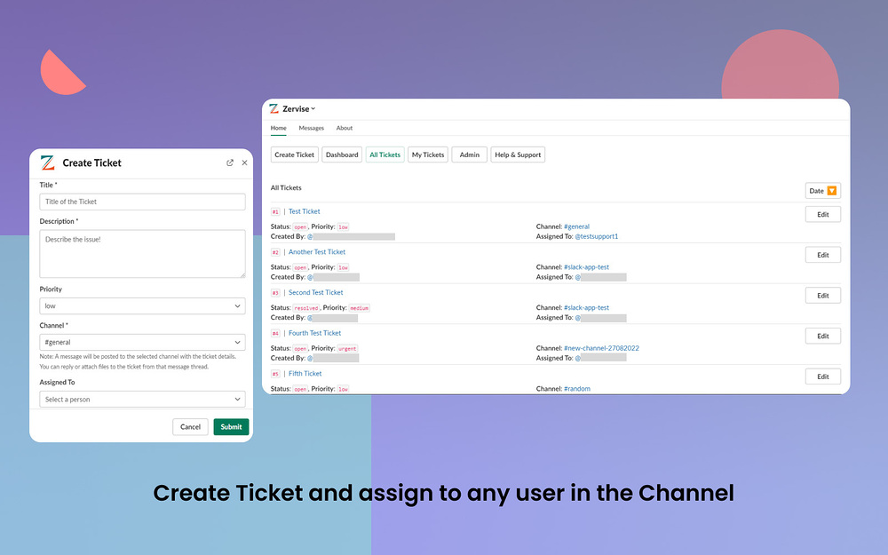 Zervise integration setup — Customer Support app on the Slack Marketplace