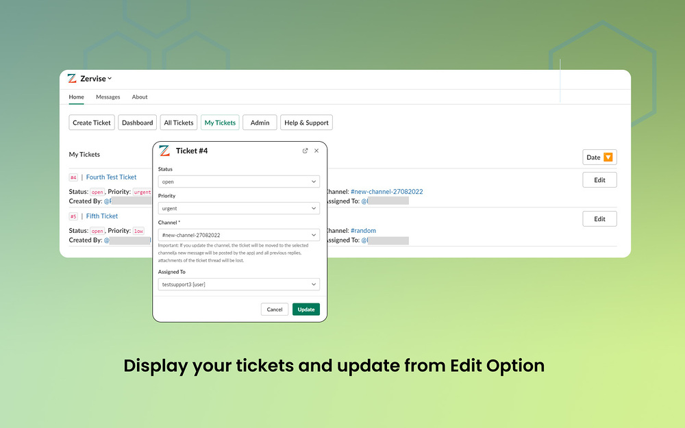 Zervise feature detail — Customer Support app on the Slack Marketplace