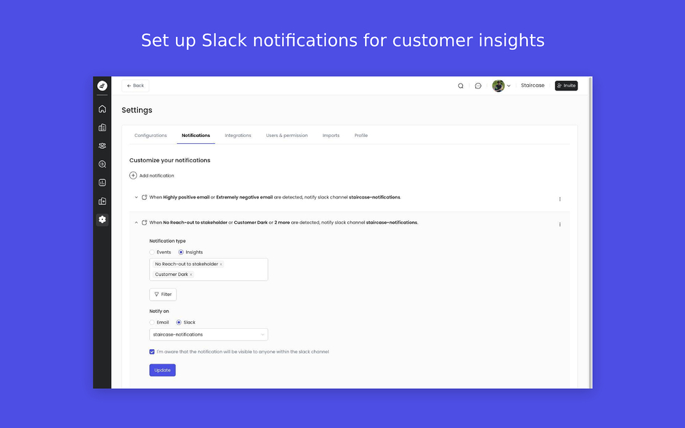 Staircase AI feature detail — Sales app on the Slack Marketplace